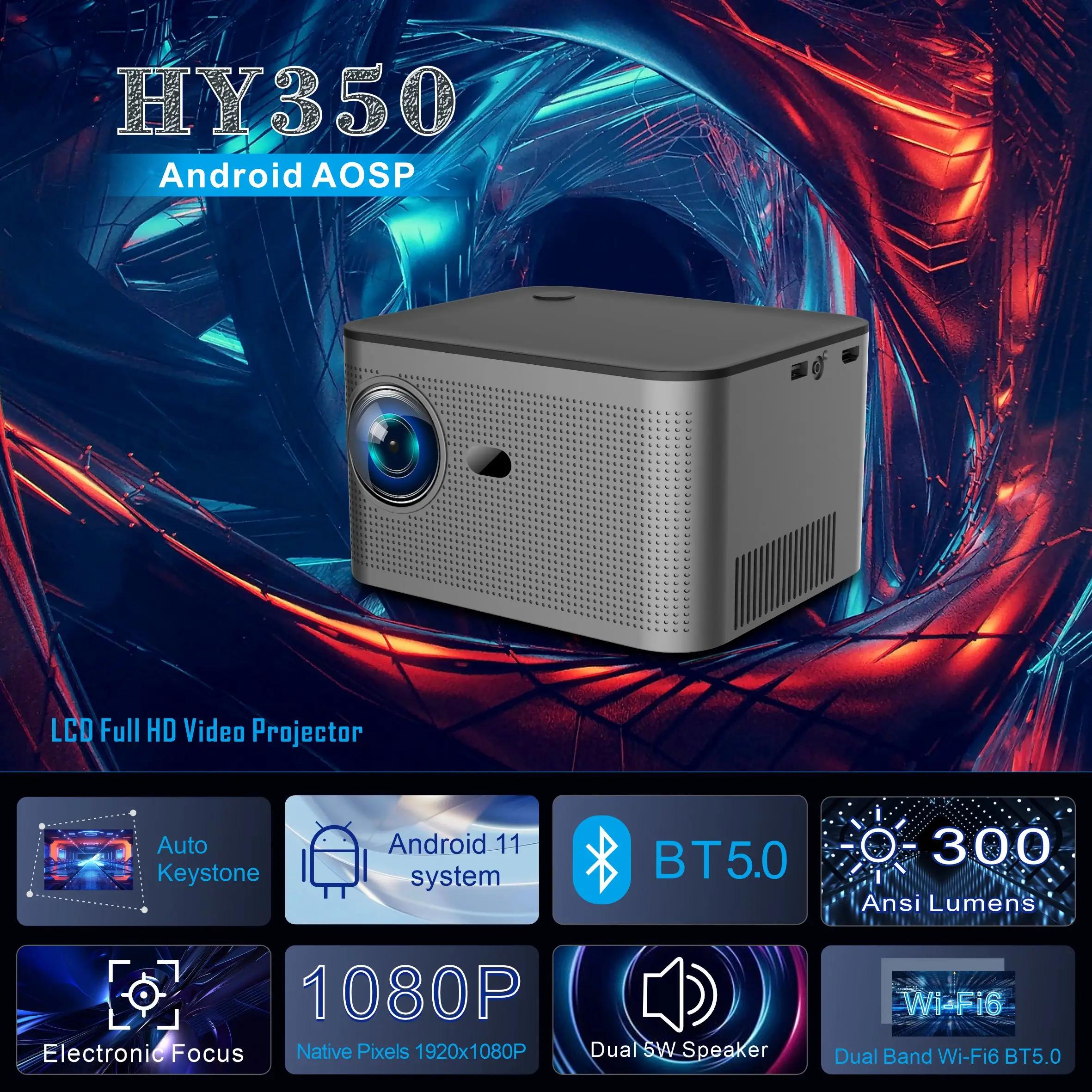 HY350 ȵ̵ 11  300 Ansi Lumens Allwinner H713  ھ ARM Cortex-A53 1080P  Airplay, MiraCast WiFi6 BT5.0